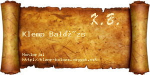Klemp Balázs névjegykártya