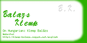 balazs klemp business card